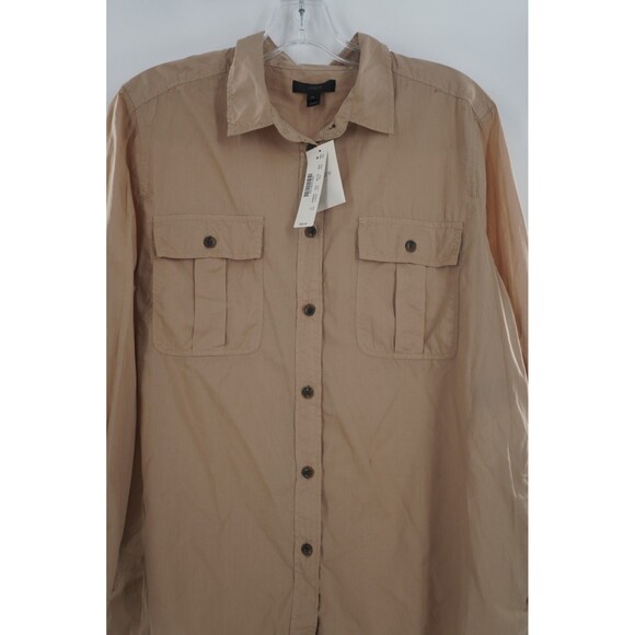 J. Crew Women's Khaki 100% Cotton Safari Classic Core Timeless Shirt Size 14 NWT - Picture 5 of 10